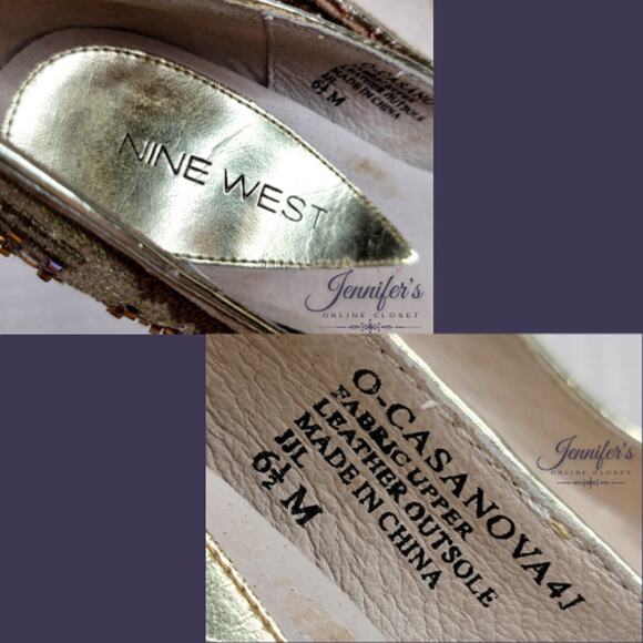 Nine West Casanova Brocade Beaded Pointed Toe Heels Size 6.5 - Picture 7 of 16